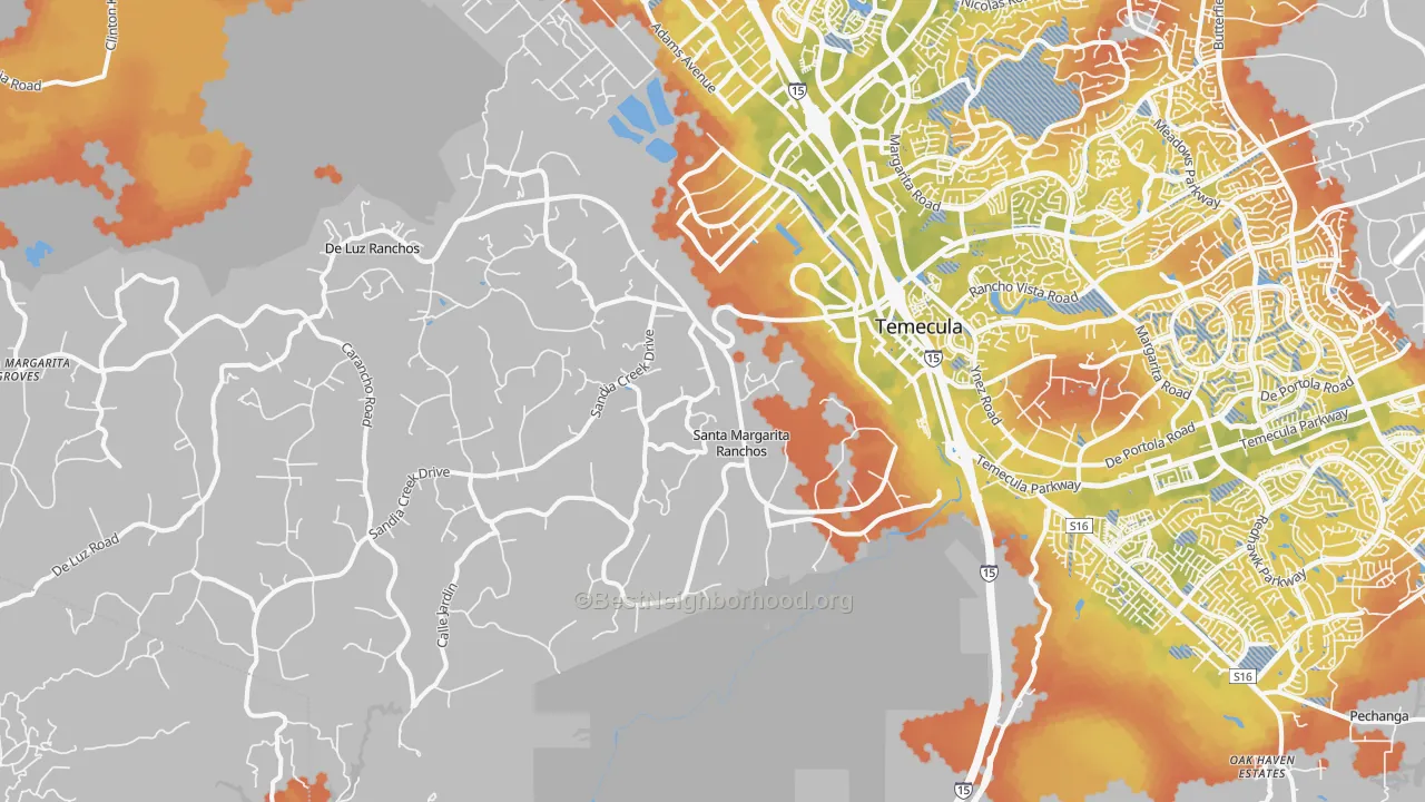 Bike Grade map of 92590, CA