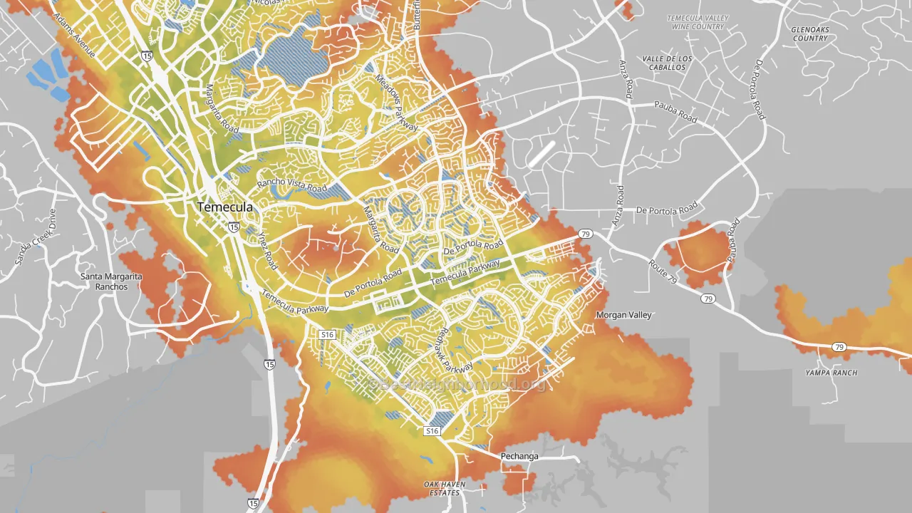Bike Grade map of 92592, CA