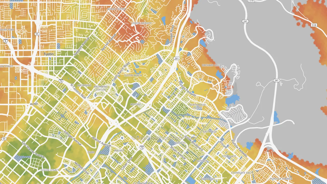 Bike Grade map of 92602, CA