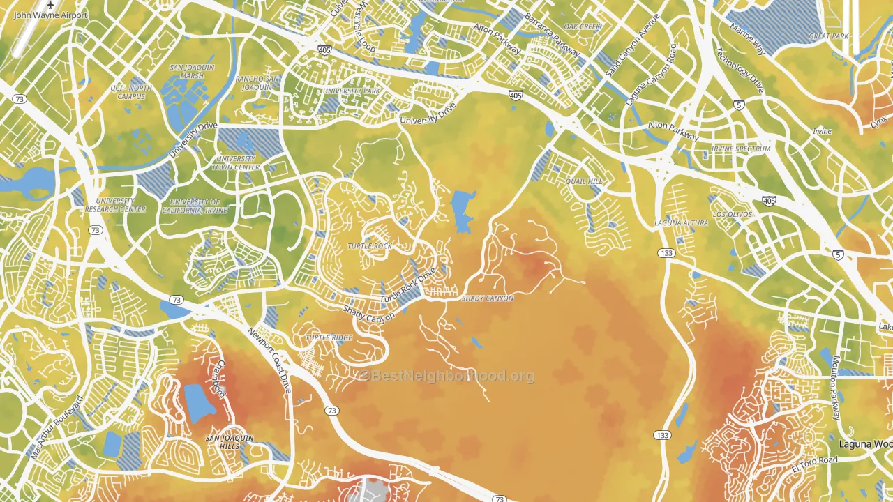 Bike Grade map of 92603, CA