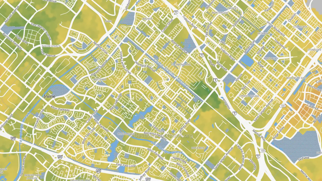 Bike Grade map of 92604, CA