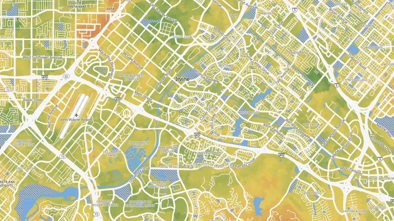 Bike Grade map of 92614, CA