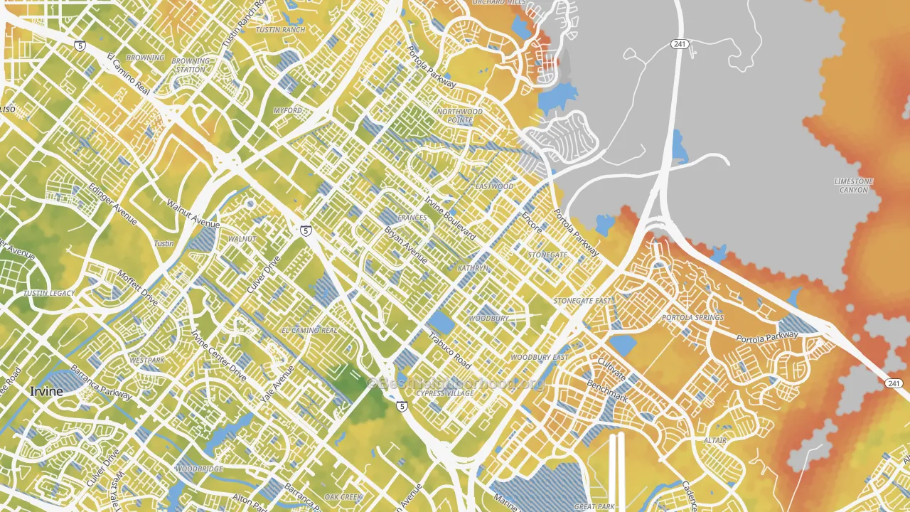 Bike Grade map of 92620, CA
