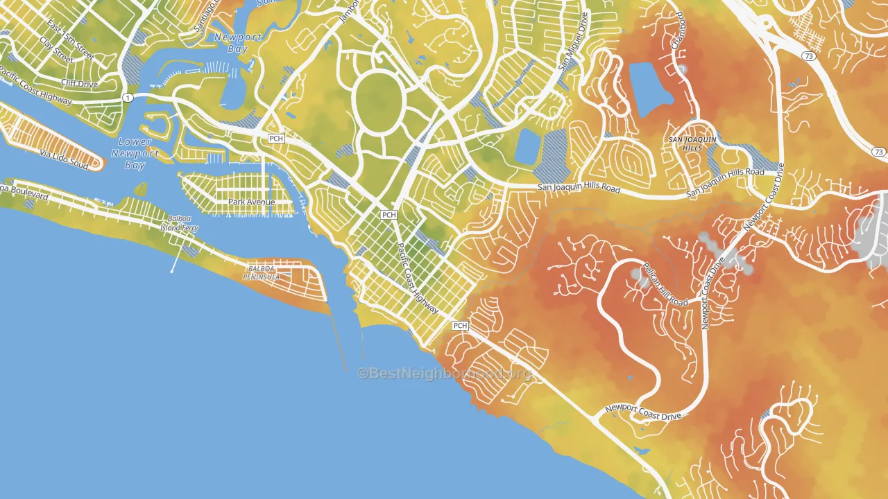 Bike Grade map of 92625, CA