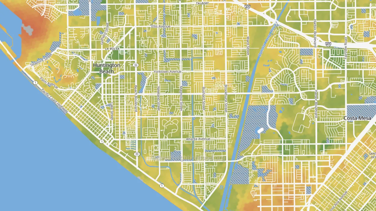 Bike Grade map of 92646, CA