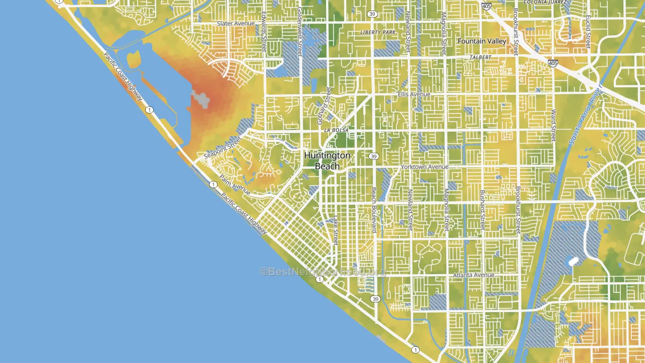Bike Grade map of 92648, CA