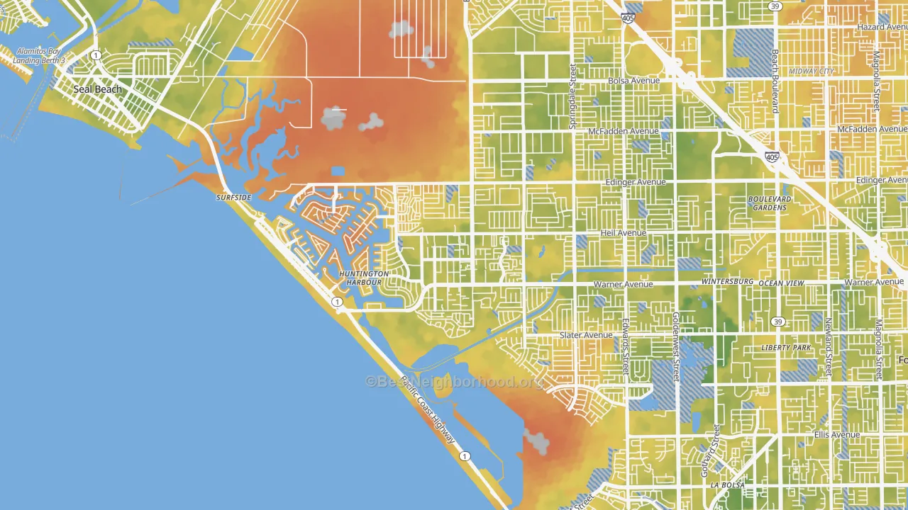 Bike Grade map of 92649, CA