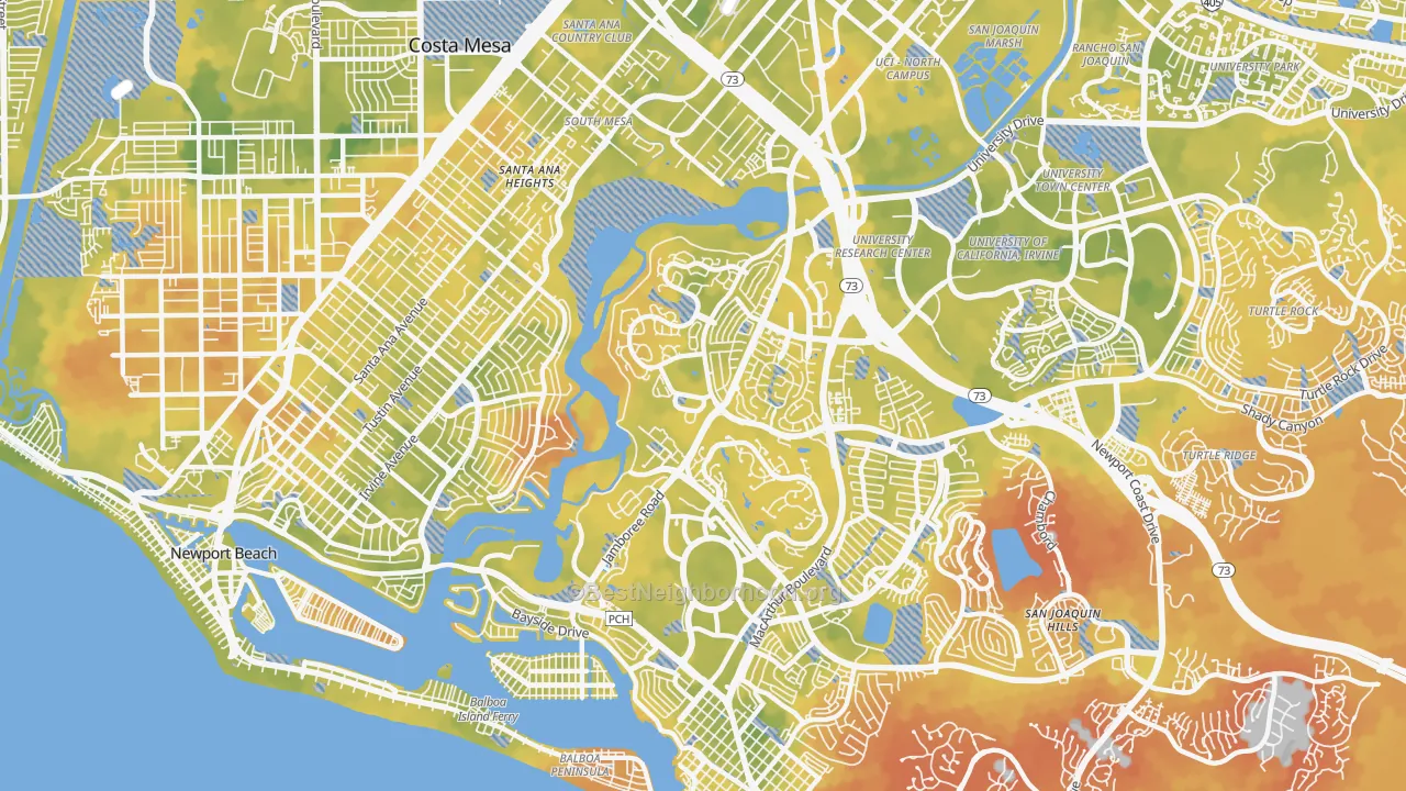 Bike Grade map of 92660, CA