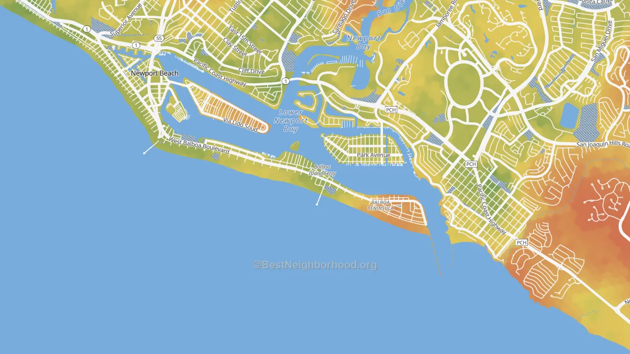 Bike Grade map of 92661, CA