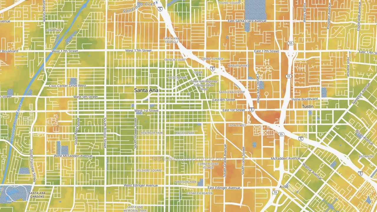Bike Grade map of 92701, CA