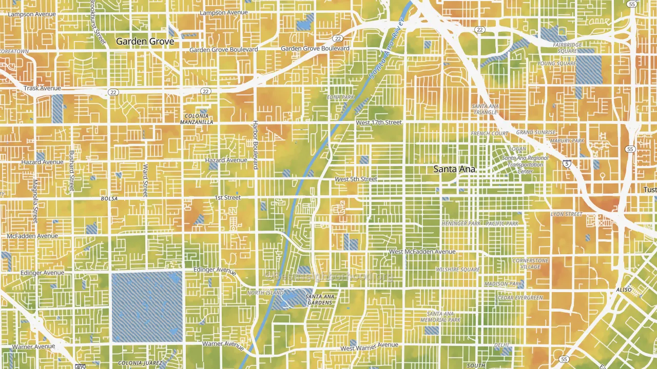Bike Grade map of 92703, CA