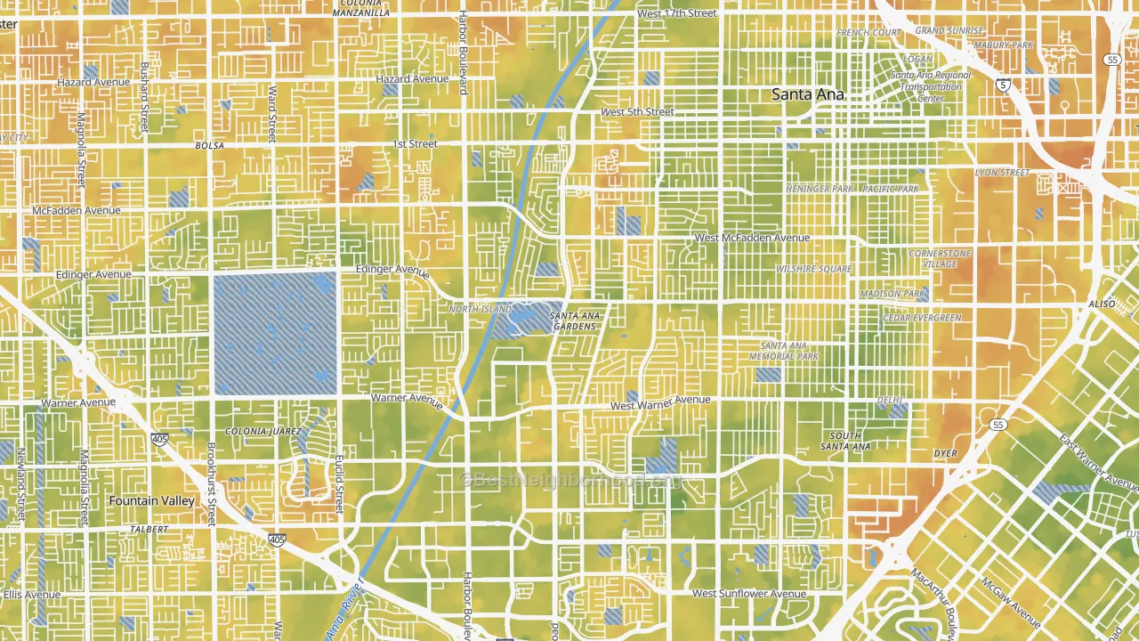 Bike Grade map of 92704, CA