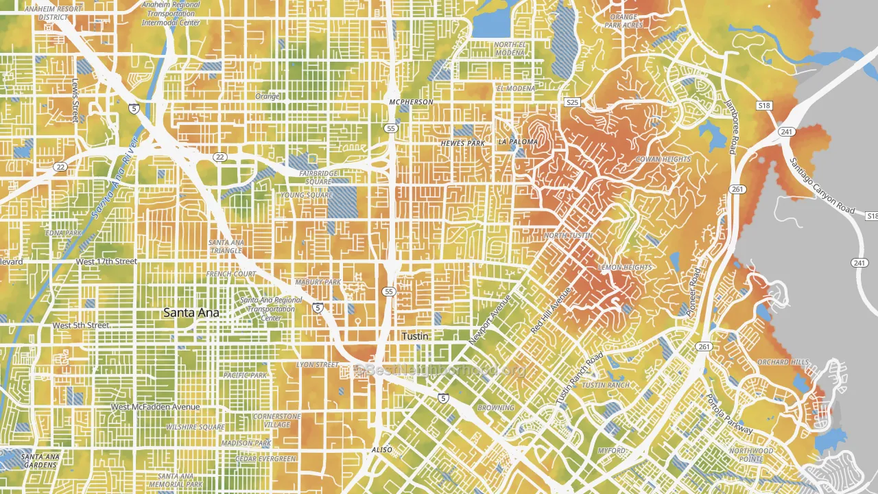 Bike Grade map of 92705, CA