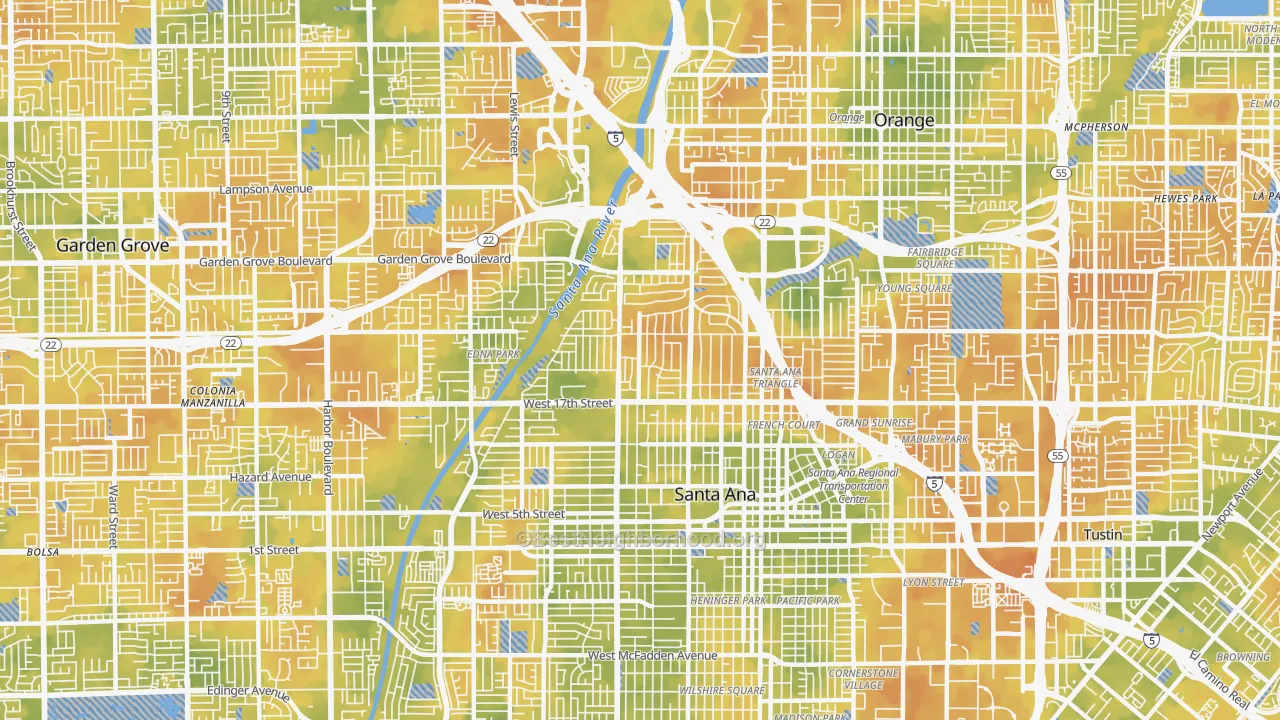 Bike Grade map of 92706, CA