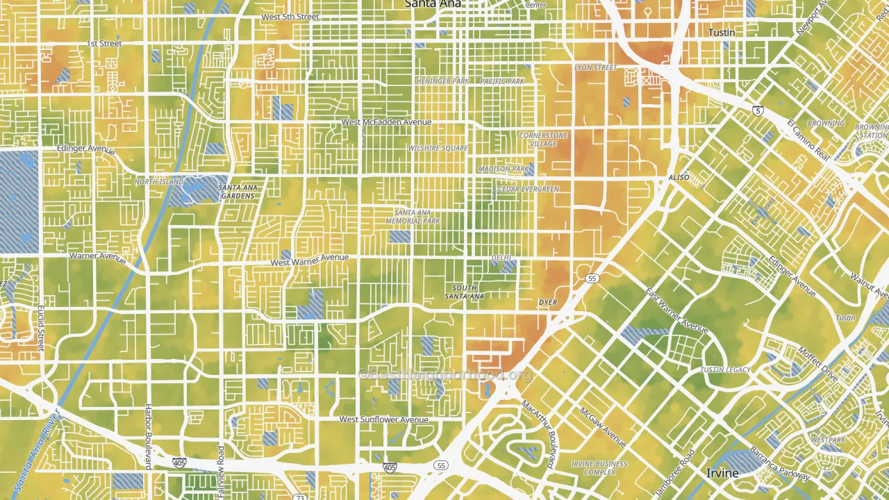 Bike Grade map of 92707, CA