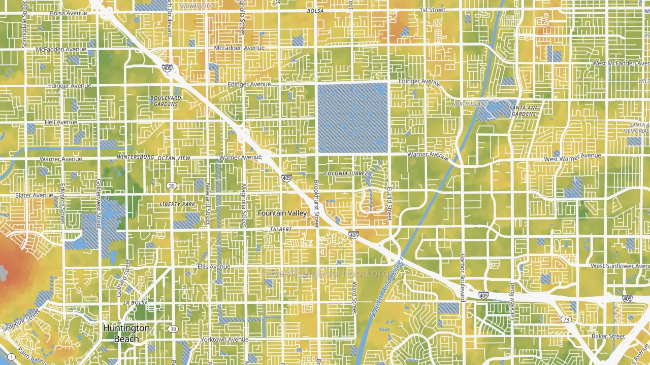 Bike Grade map of 92708, CA