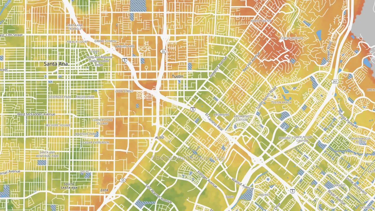 Bike Grade map of 92780, CA