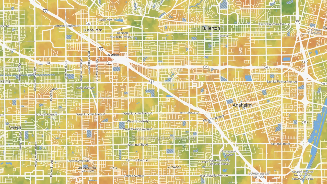 Bike Grade map of 92801, CA