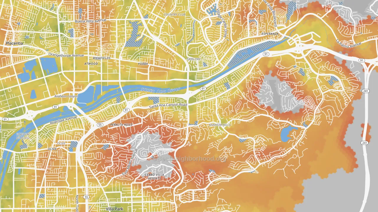 Bike Grade map of 92807, CA
