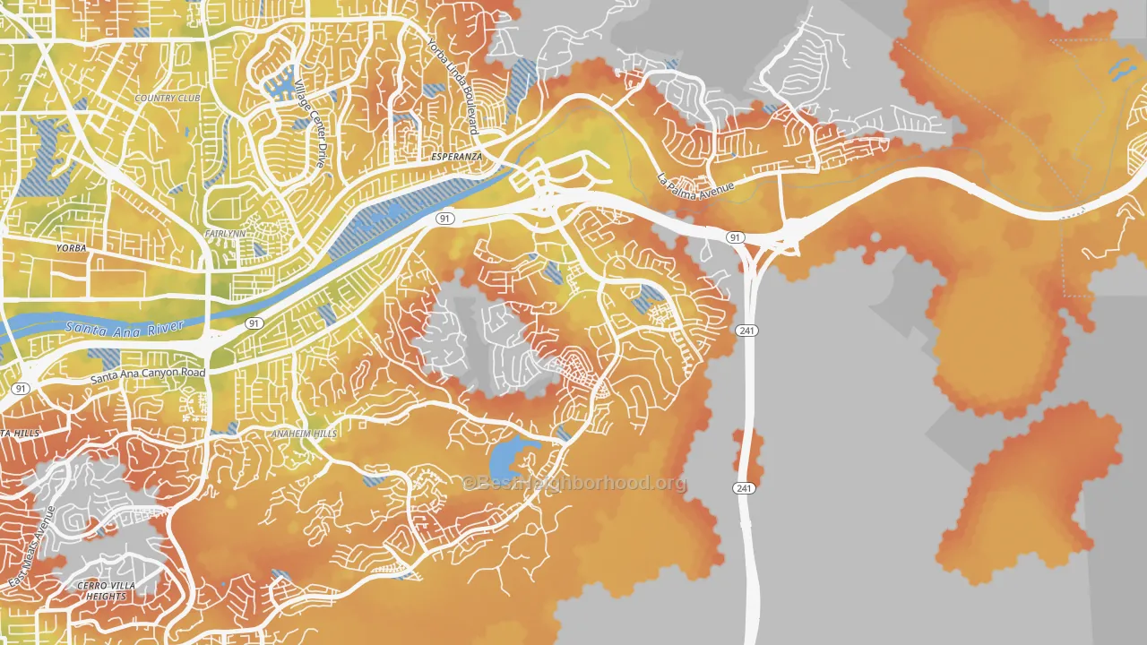 Bike Grade map of 92808, CA