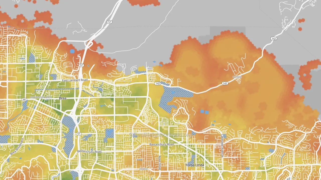 Bike Grade map of 92823, CA