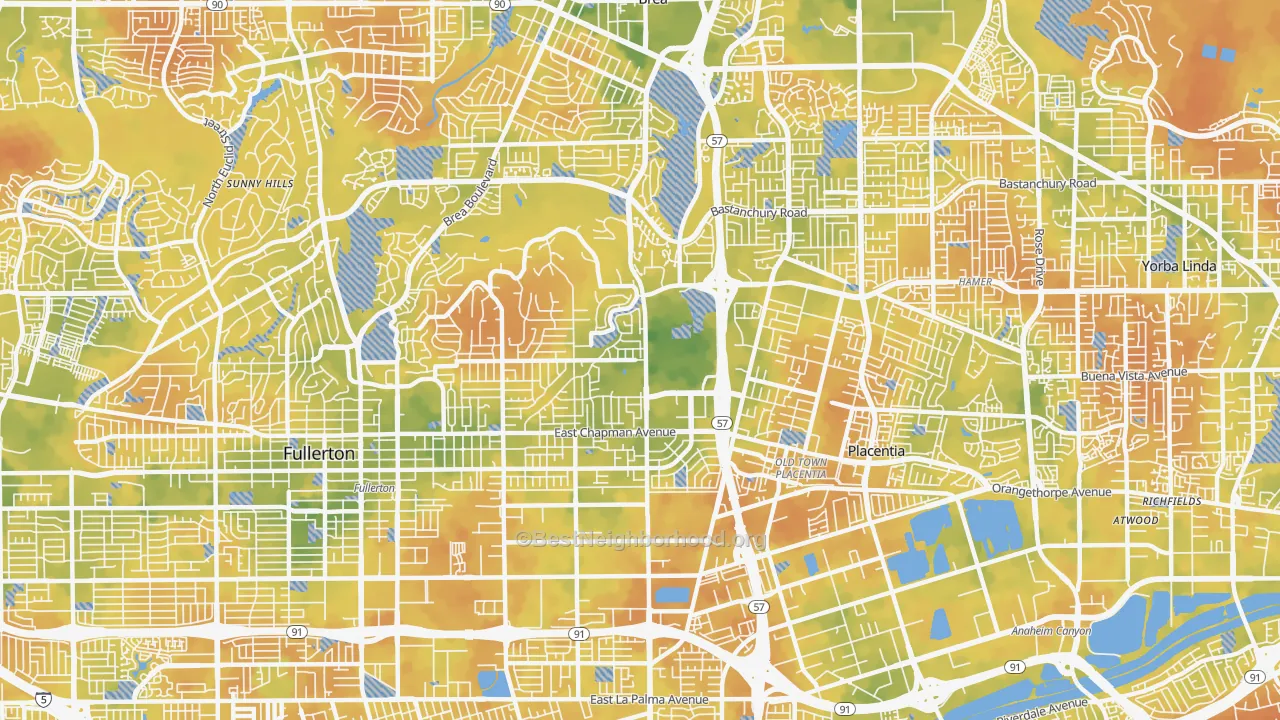 Bike Grade map of 92831, CA