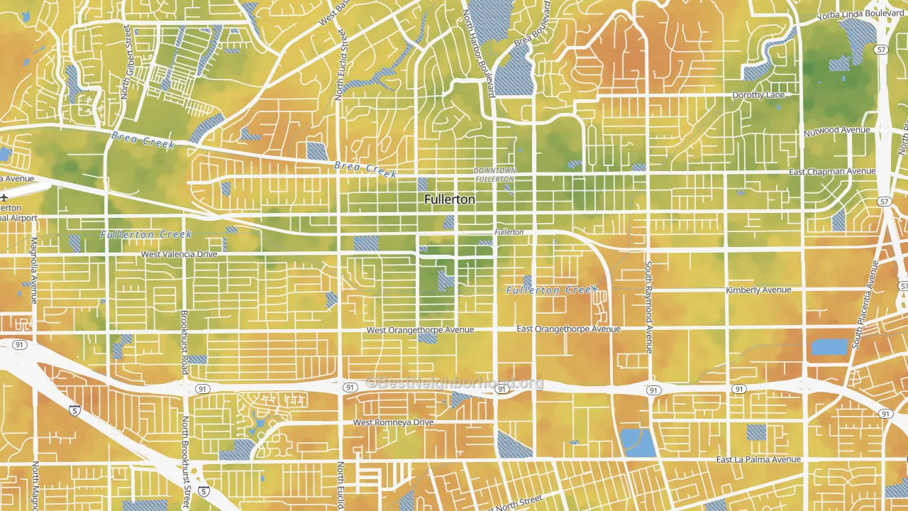 Bike Grade map of 92832, CA