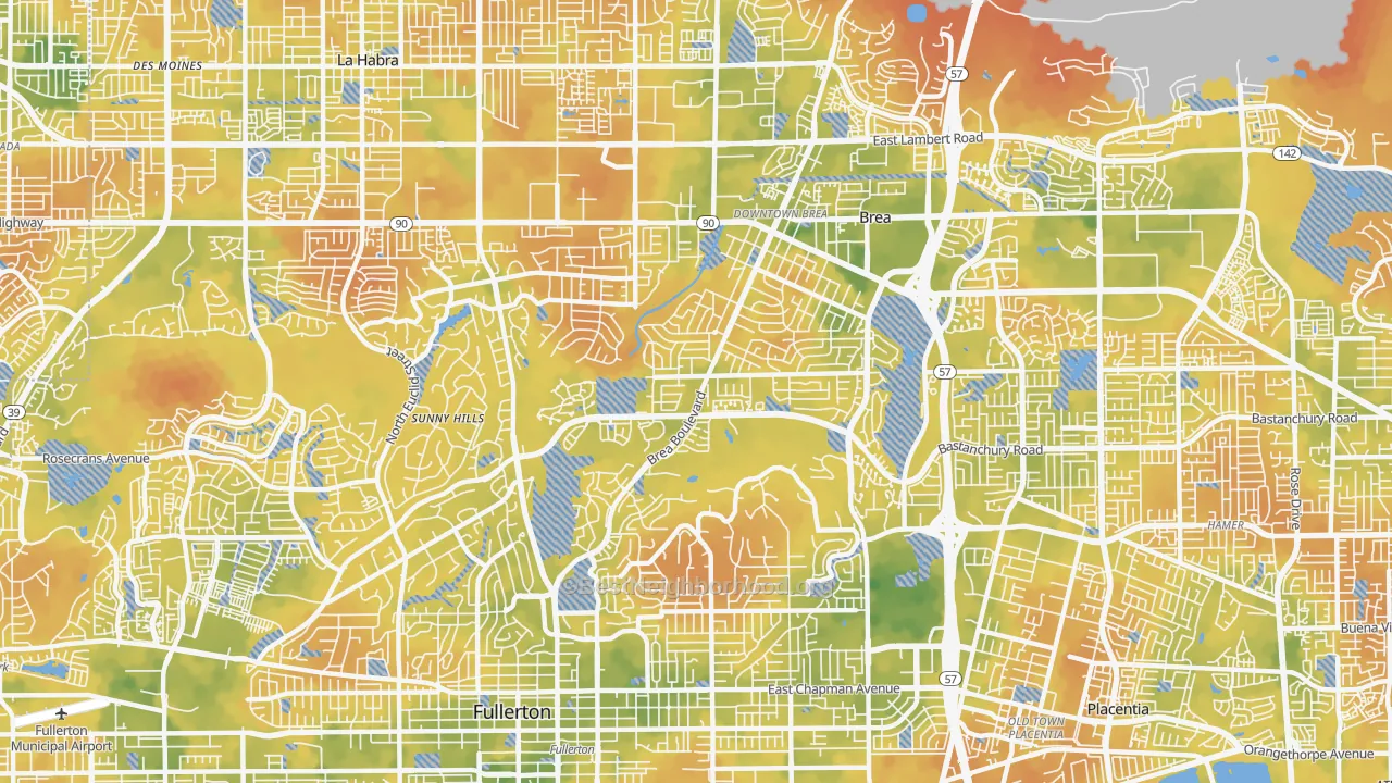 Bike Grade map of 92835, CA