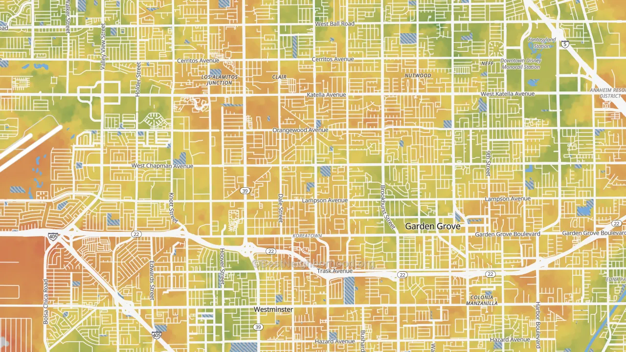 Bike Grade map of 92841, CA