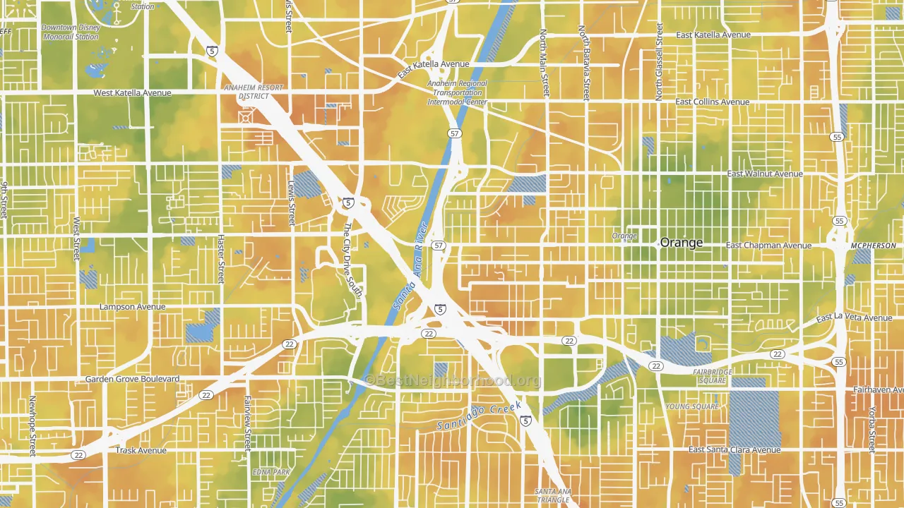 Bike Grade map of 92868, CA