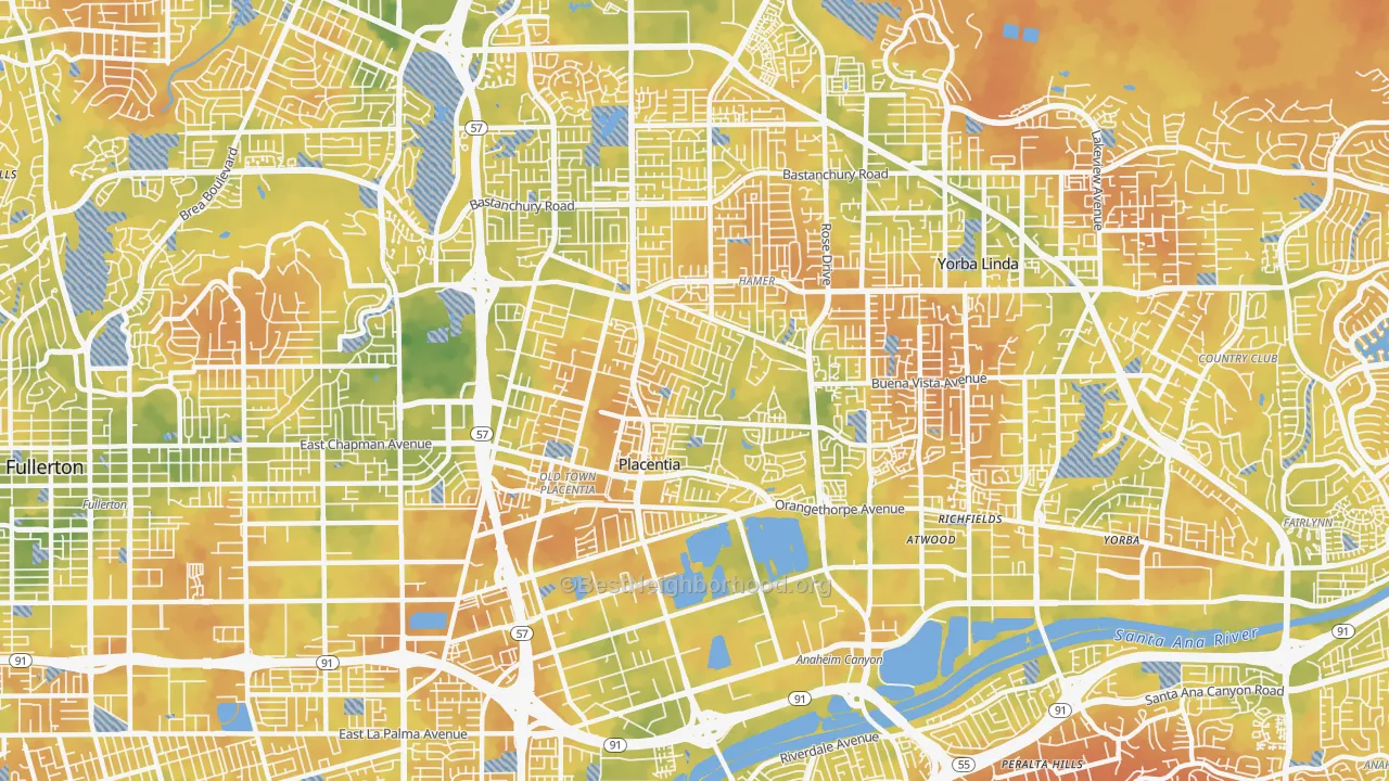 Bike Grade map of 92870, CA