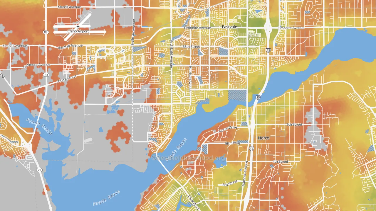 Bike Grade map of 92880, CA