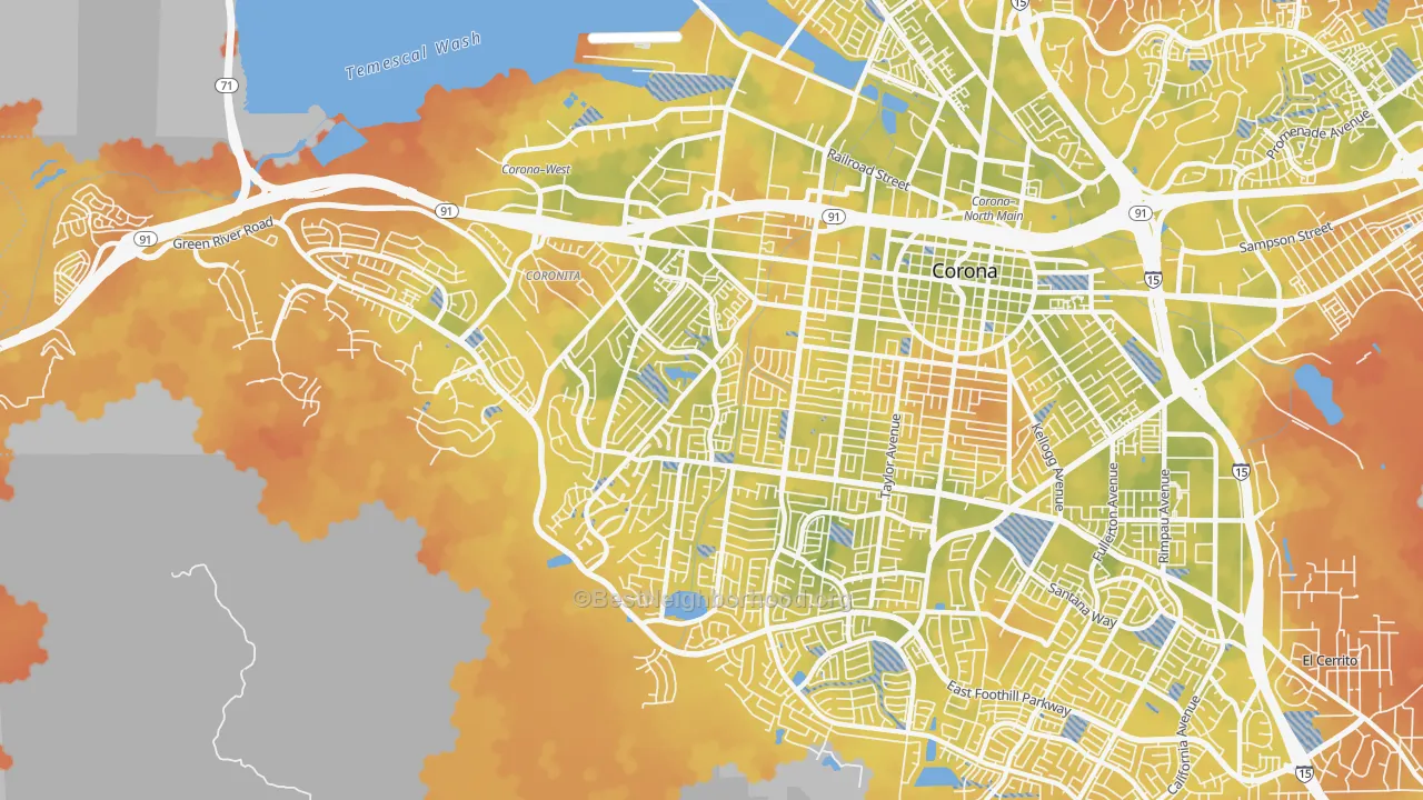 Bike Grade map of 92882, CA