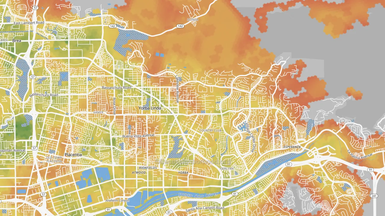 Bike Grade map of 92886, CA