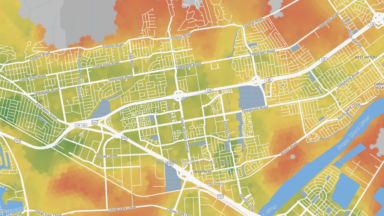 Bike Grade map of 93009, CA