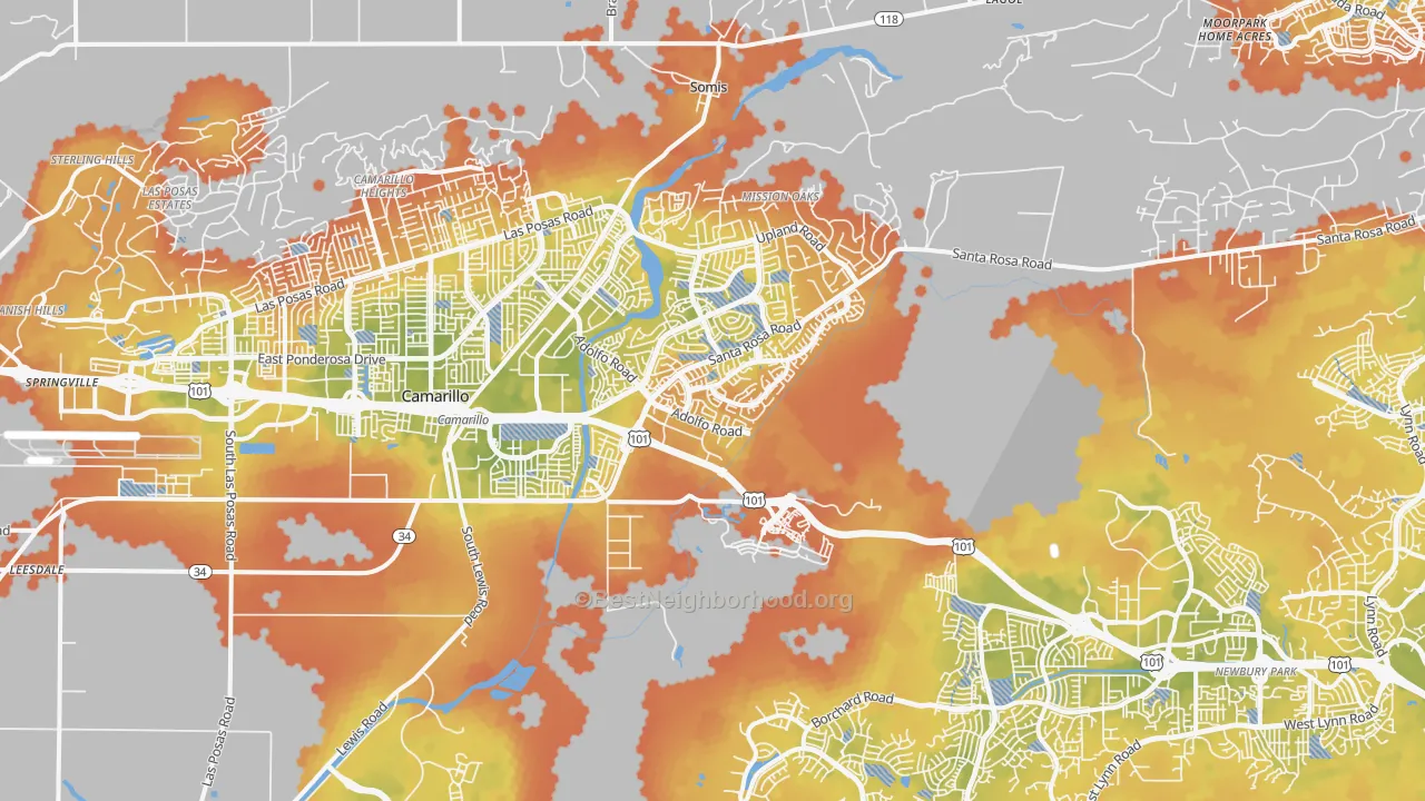 Bike Grade map of 93012, CA