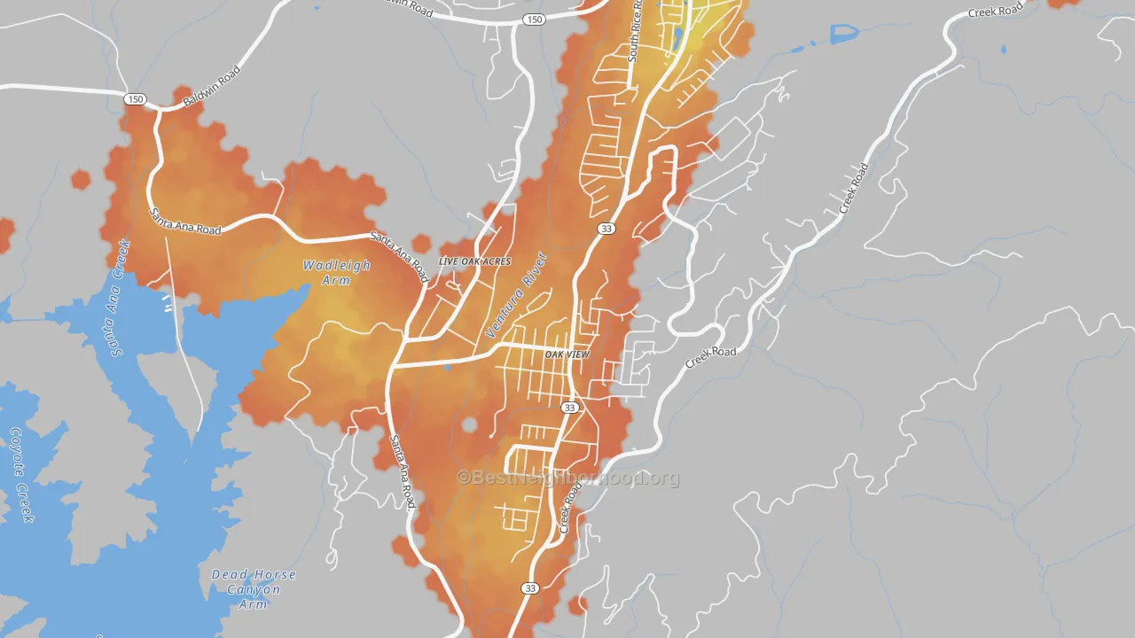 Bike Grade map of 93022, CA