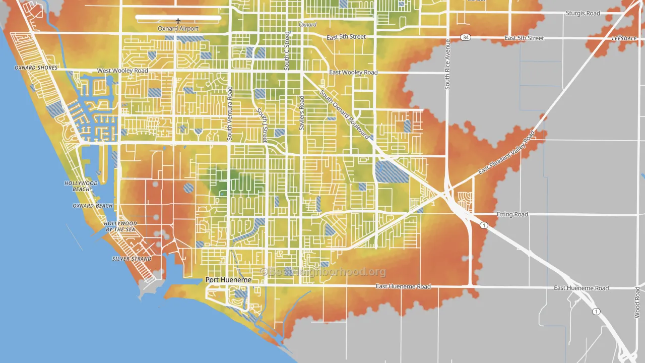 Bike Grade map of 93033, CA