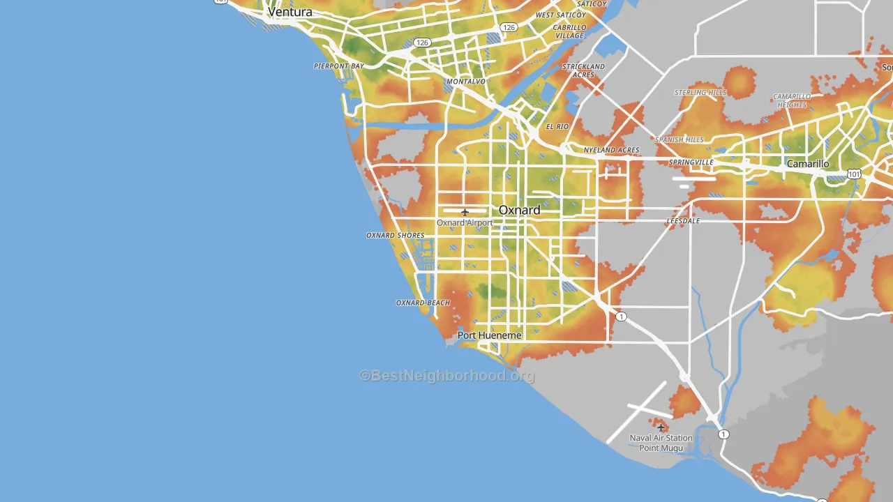 Bike Grade map of 93035, CA