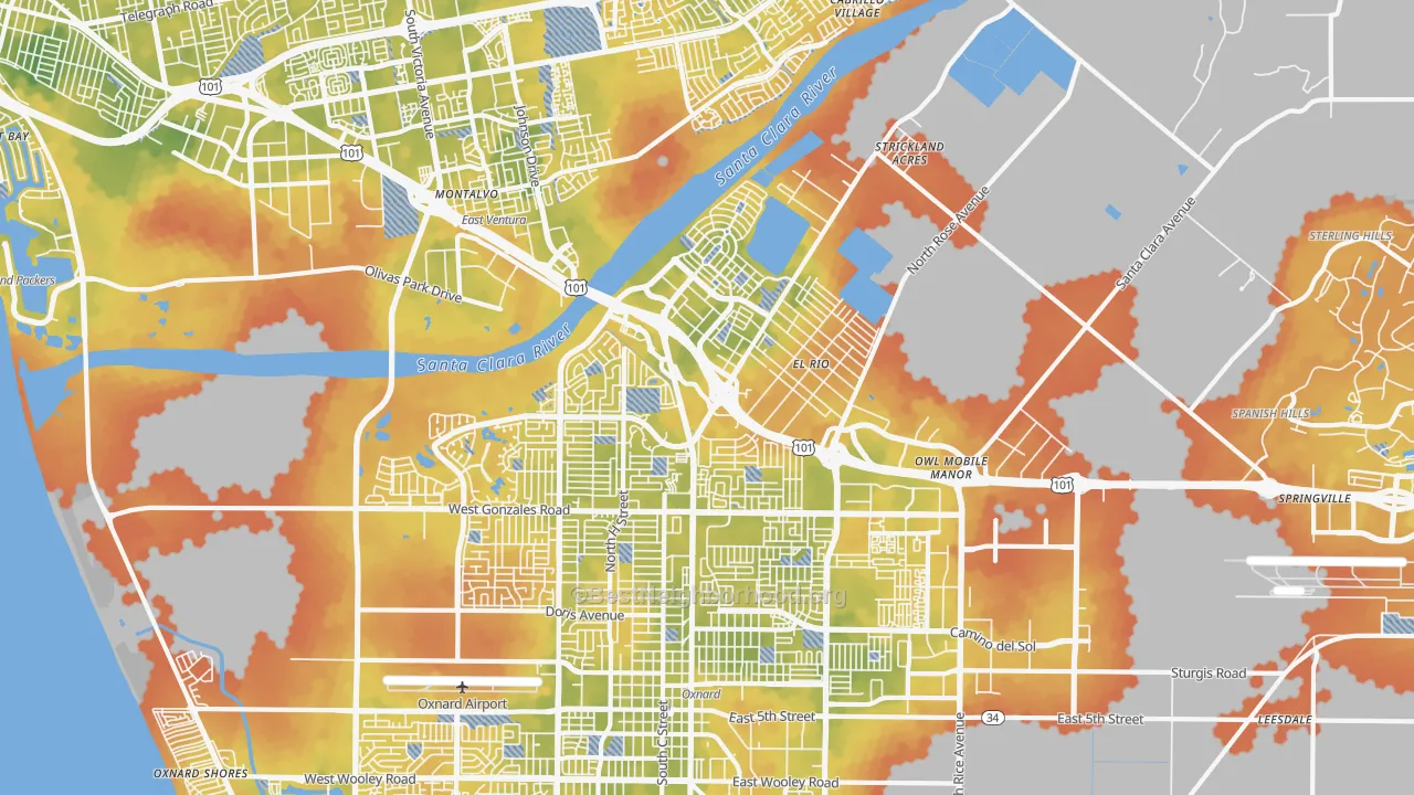 Bike Grade map of 93036, CA