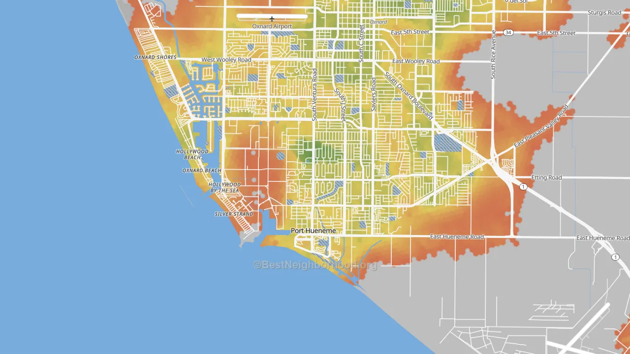 Bike Grade map of 93041, CA