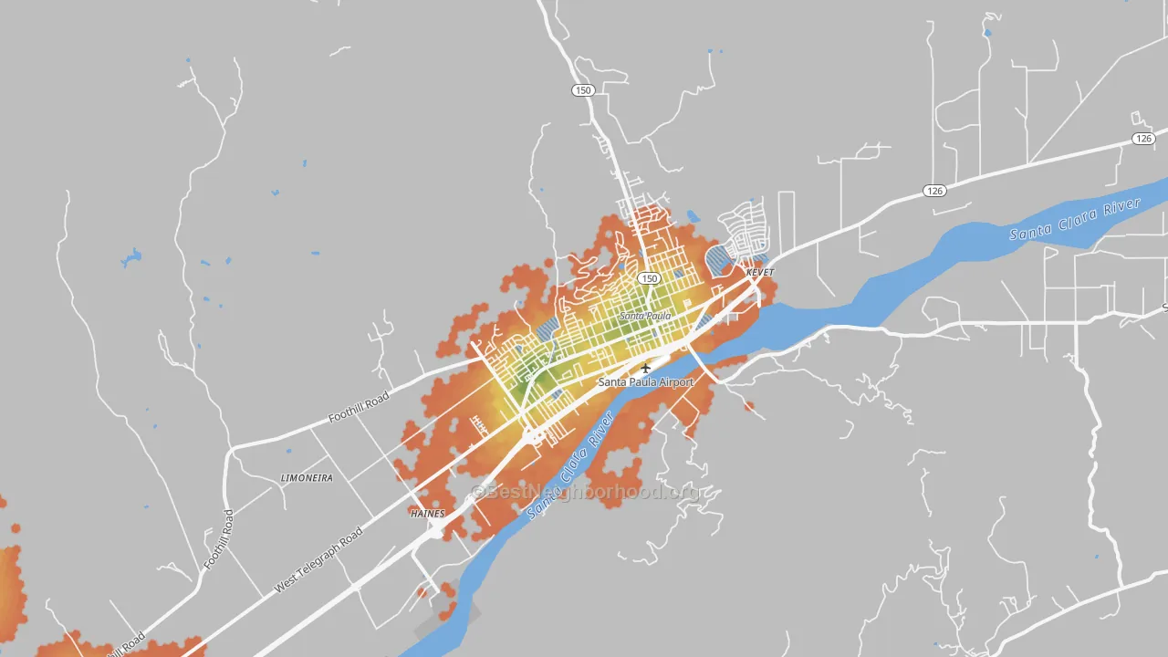 Bike Grade map of 93060, CA