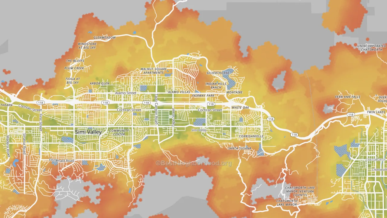 Bike Grade map of 93063, CA