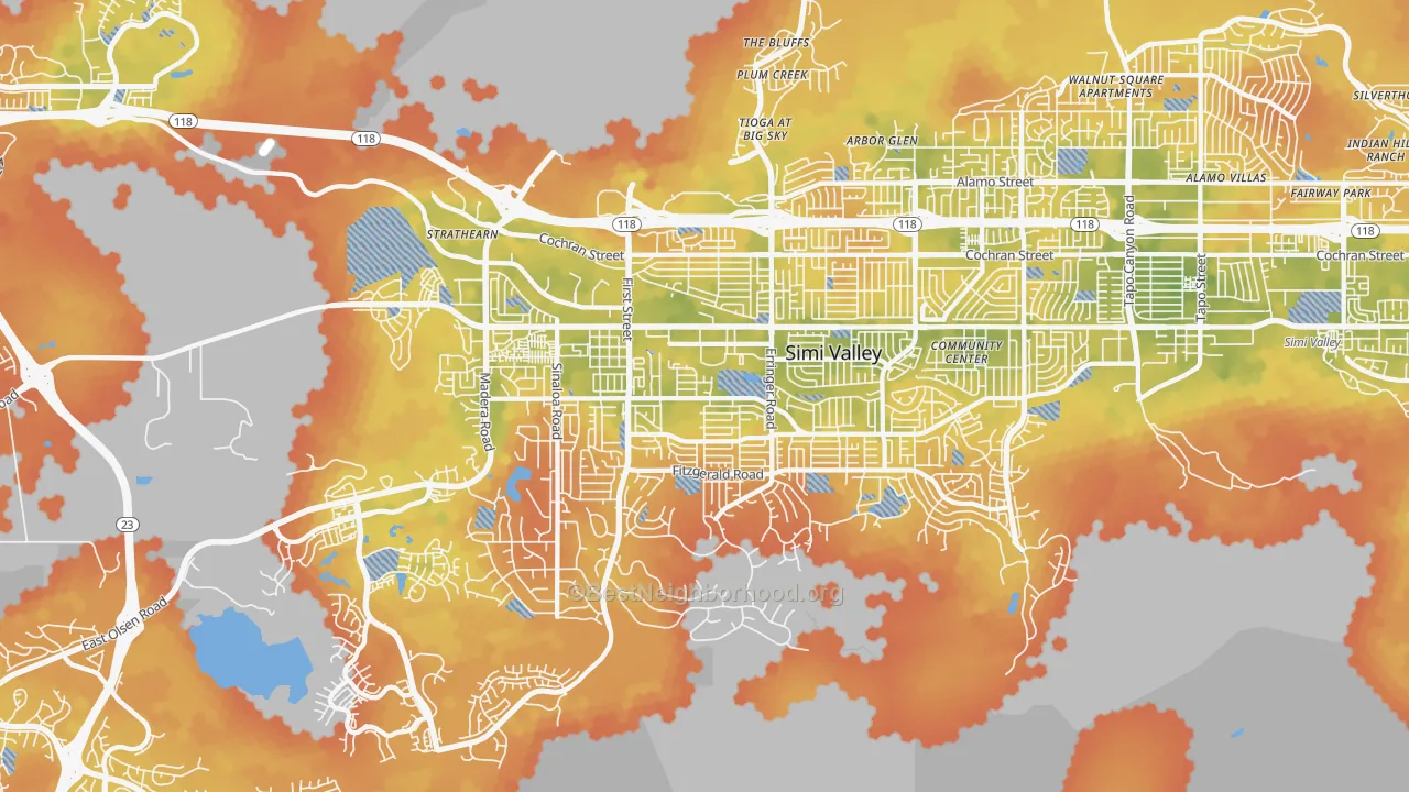 Bike Grade map of 93065, CA