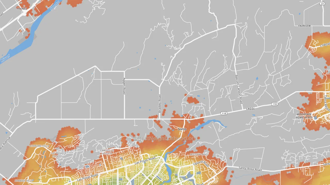 Bike Grade map of 93066, CA