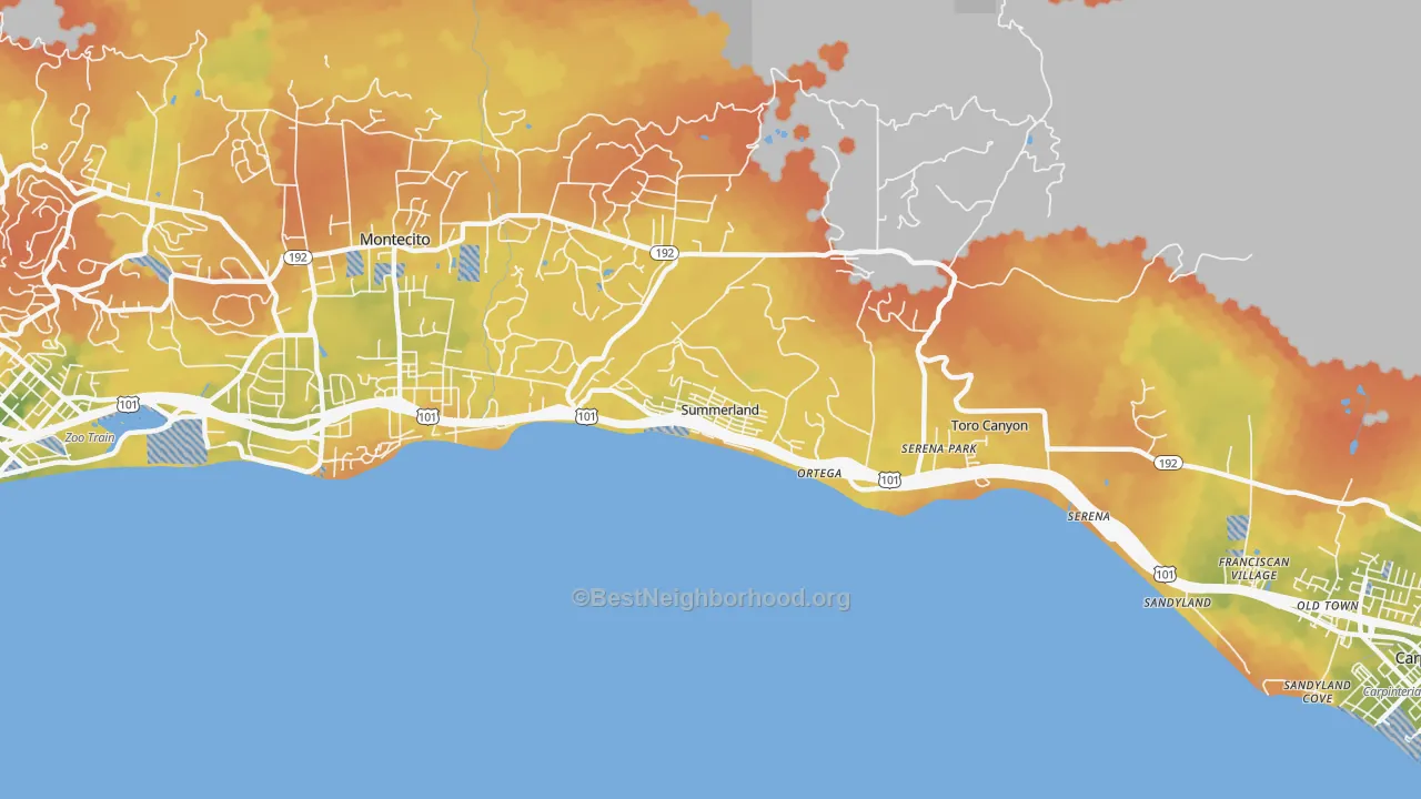 Bike Grade map of 93067, CA