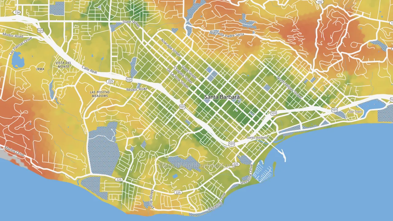 Bike Grade map of 93101, CA