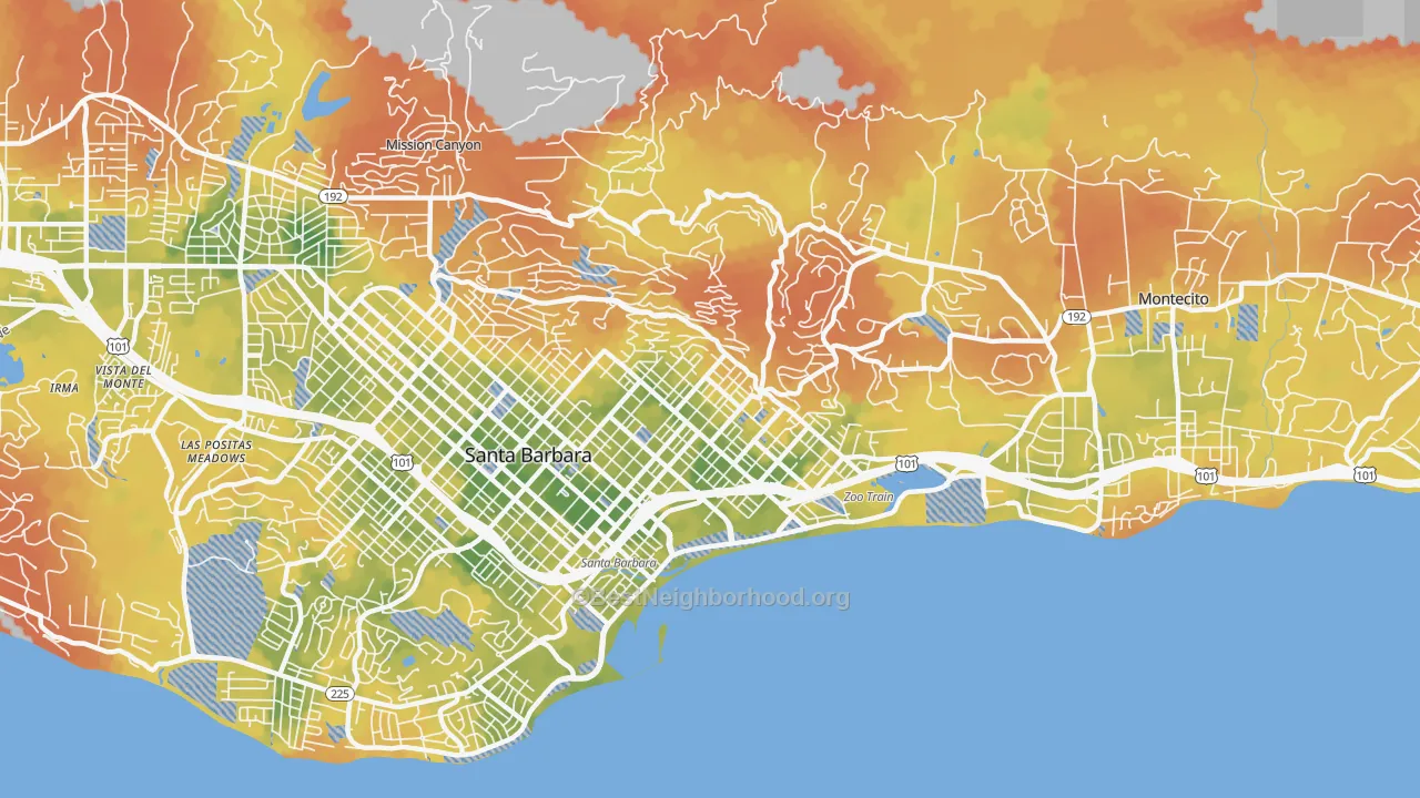 Bike Grade map of 93103, CA