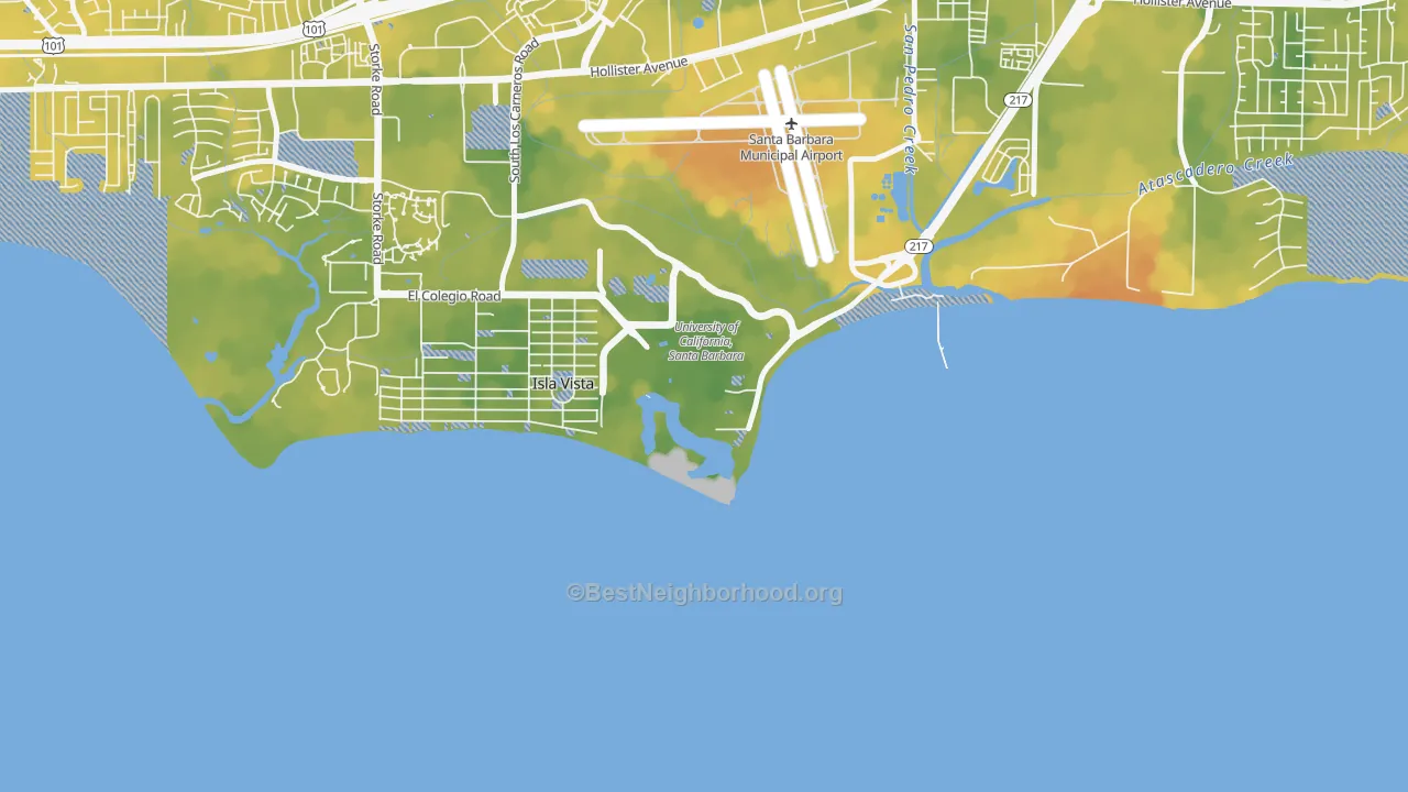 Bike Grade map of 93106, CA