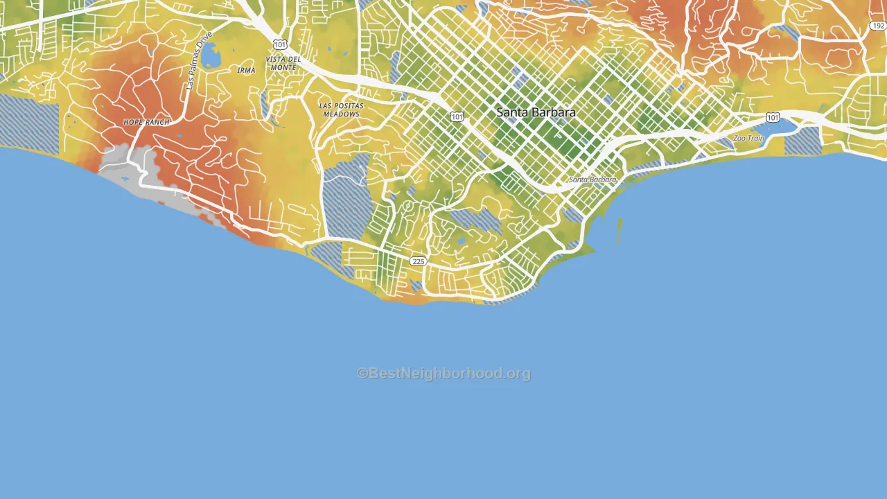 Bike Grade map of 93109, CA